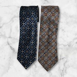 J.Z. Richards for NORDSTROM Set of 2 100% Silk Ties Geometric Made In USA 4"x59"